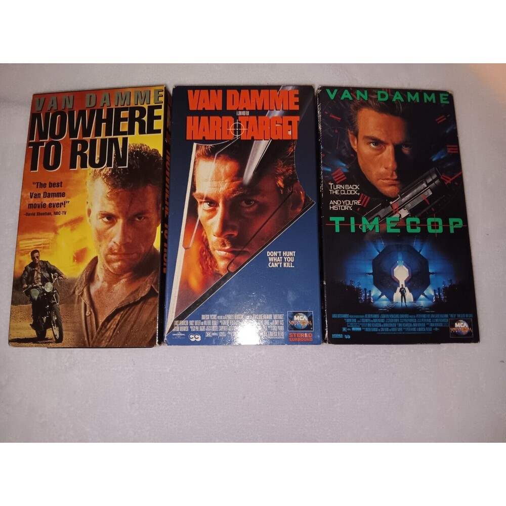 Van Damme VHS Lot Of 3 Nowhere To Run, Hard Target And Timecop